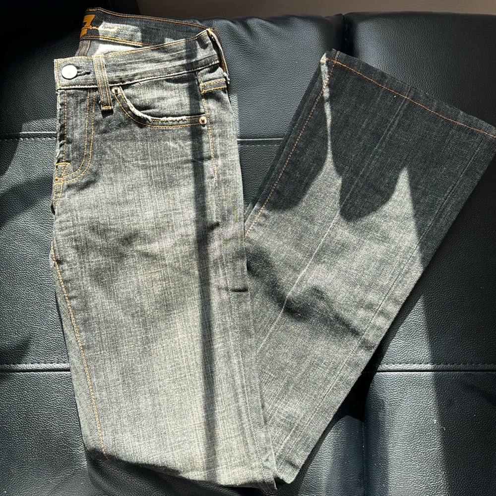 Seven For All Mankind Women Jeans Black Wash Flare Leg Size 24 Pockets